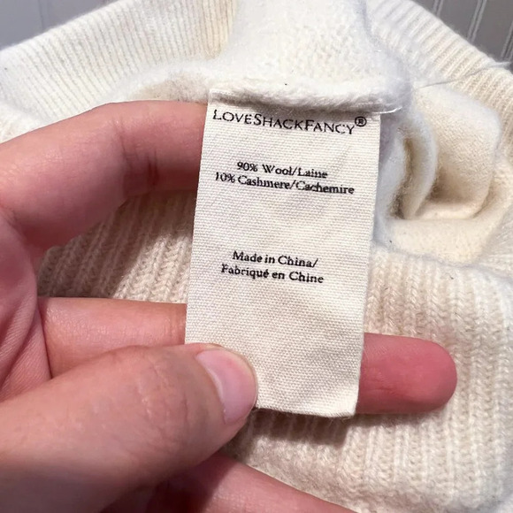 LoveShackFancy Wool Cashmere Cream Knit Tie Waist Preppy Casual Jogger Pants XS - Picture 10 of 11